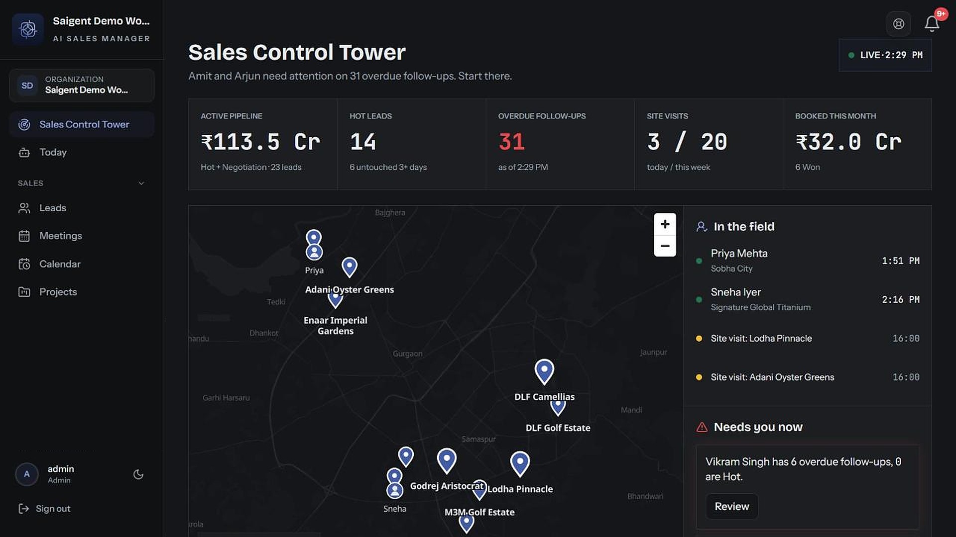 Sales Control Tower on desktop
